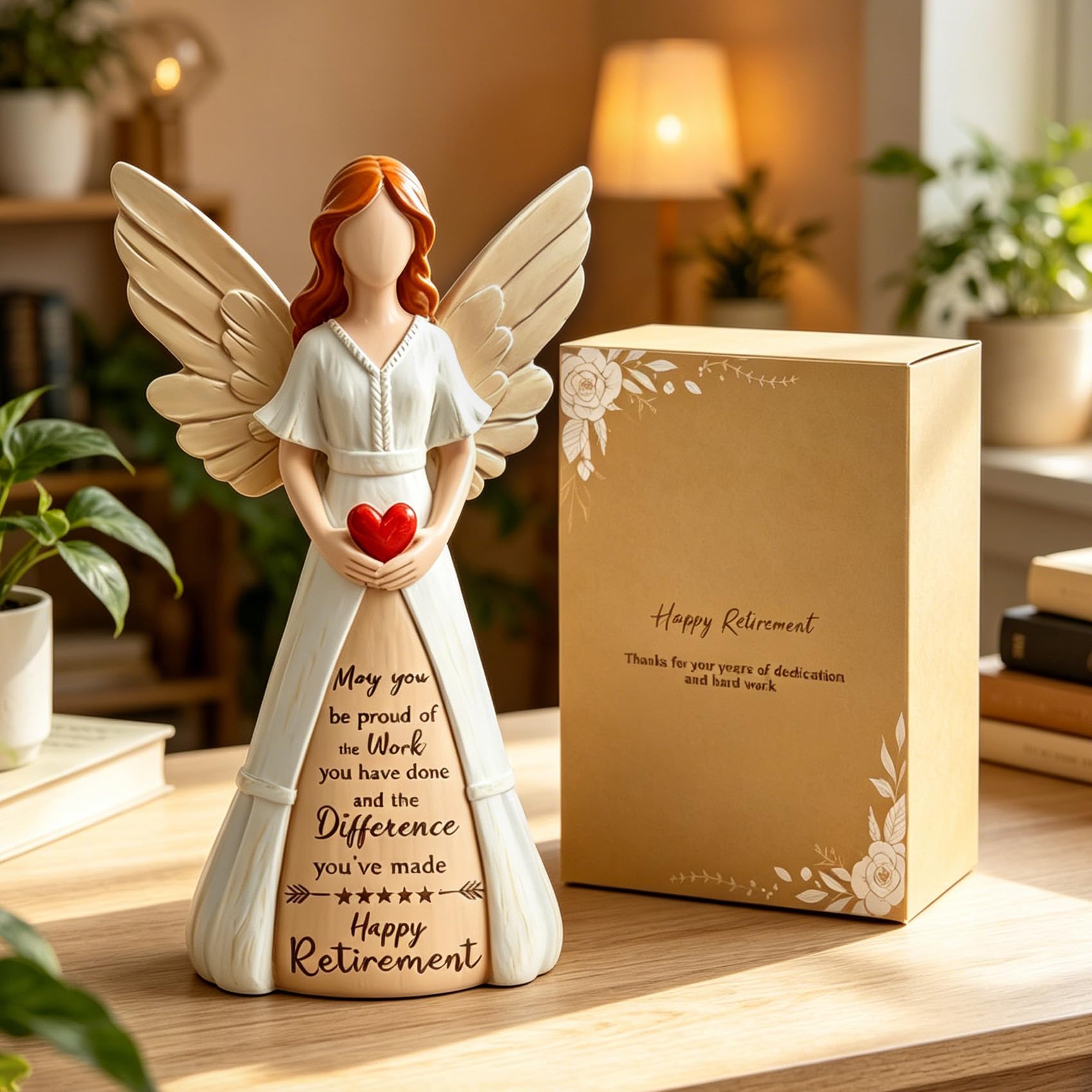 Retirement Gift for Woman, 5.9” Angel Figurine for Retirement Party Decorations, Happy Retired Goodbye Farewell Gifts for Coworkers Friends, Retired Keepsake