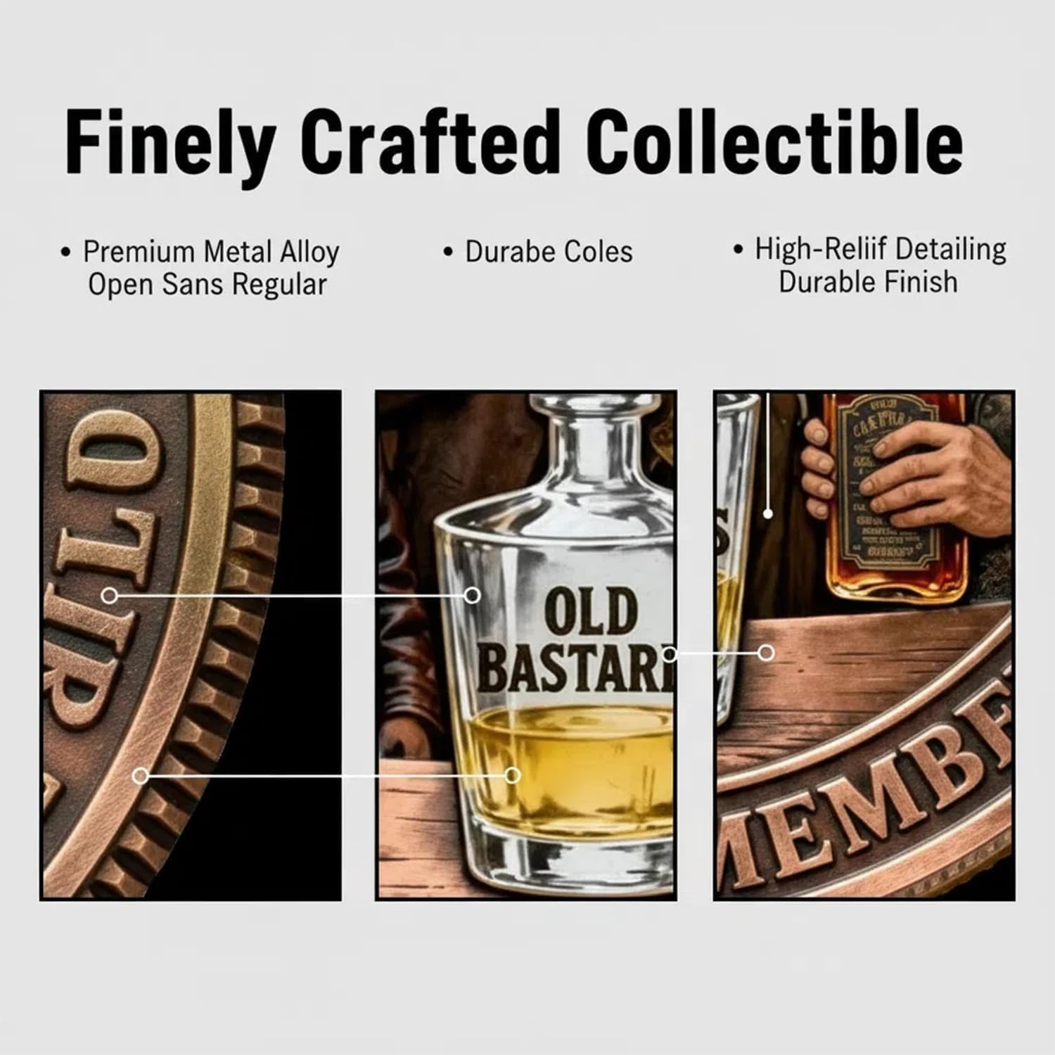 Old Bastards – Whiskey Club Commemorative Coin, Humor Old Bastard Whiskey Club Lifetime Member Challenge Coin, Old But Not Old Novelty Coins Gag Gift (1 PCS)