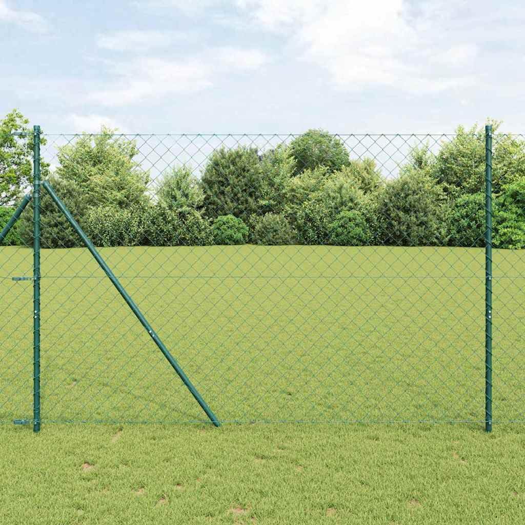 Poteau de clôture vert en acier et PVC 2.5m pour grillages et treillis de jardin