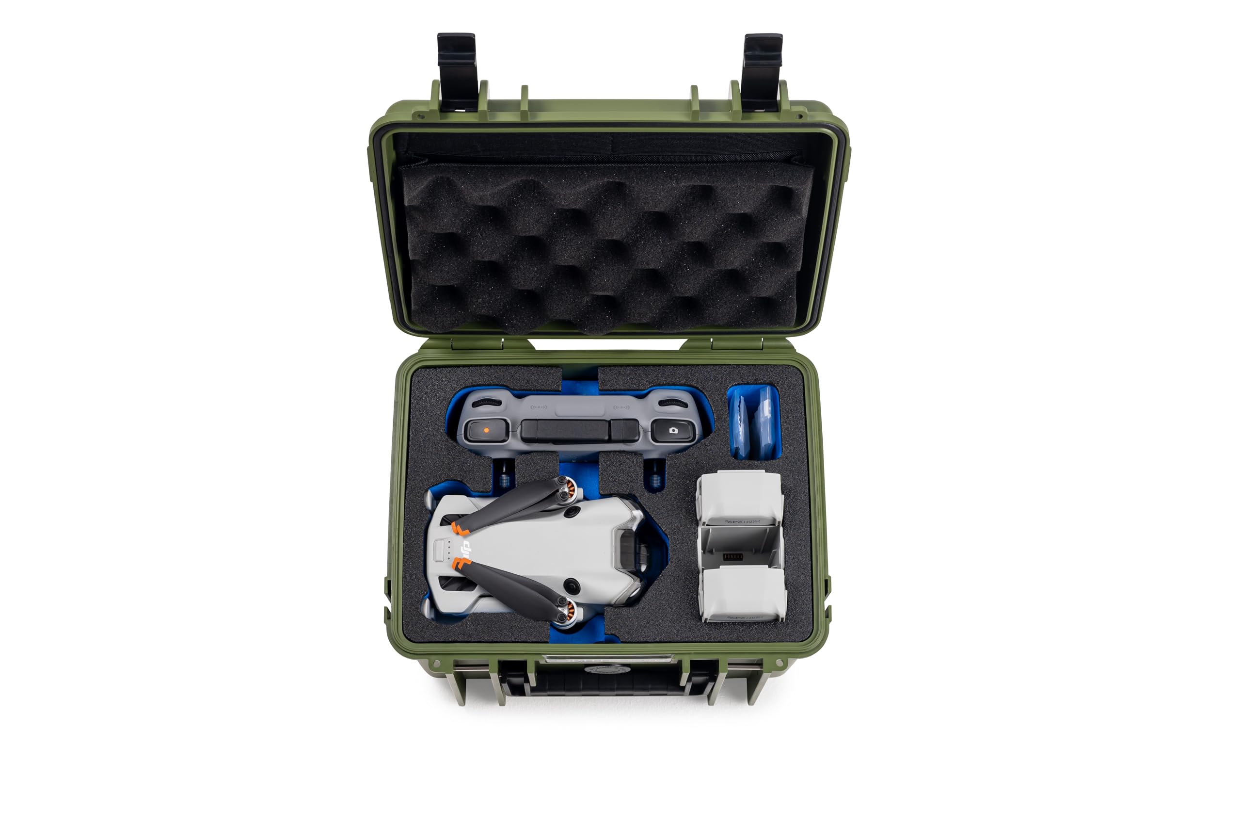 B&W Walizka transportowa outdoorowa do drona DJI Mini 4 Pro i Fly More Combo - typ 2000 brązowo-zielony - wodoszczelna zgodnie z certyfikatem IP67, pyłoszczelna, odporna na pęknięcia i niezniszczalna