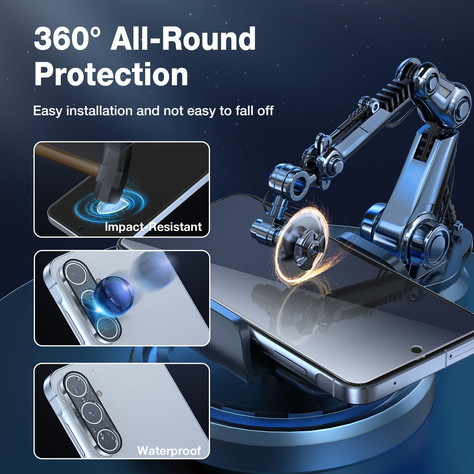 OnlyShield Vetro Temperato per Samsung Galaxy A55, Privacy Pellicola Protettiva Anti Spy Salvaschermo 3D Schermo Copertura e Pellicola Fotocamera Lente Protezione (2 + 2PCS