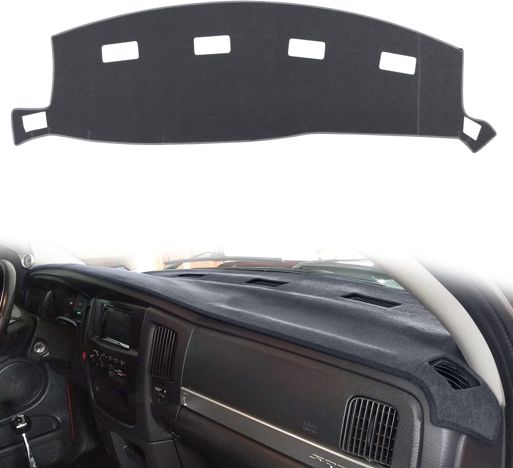 Dashboard Cover Dash Cover Mat Compatible with Dodge Ram 1500 2002-2005,2500/3500 2003-2005(Gray)