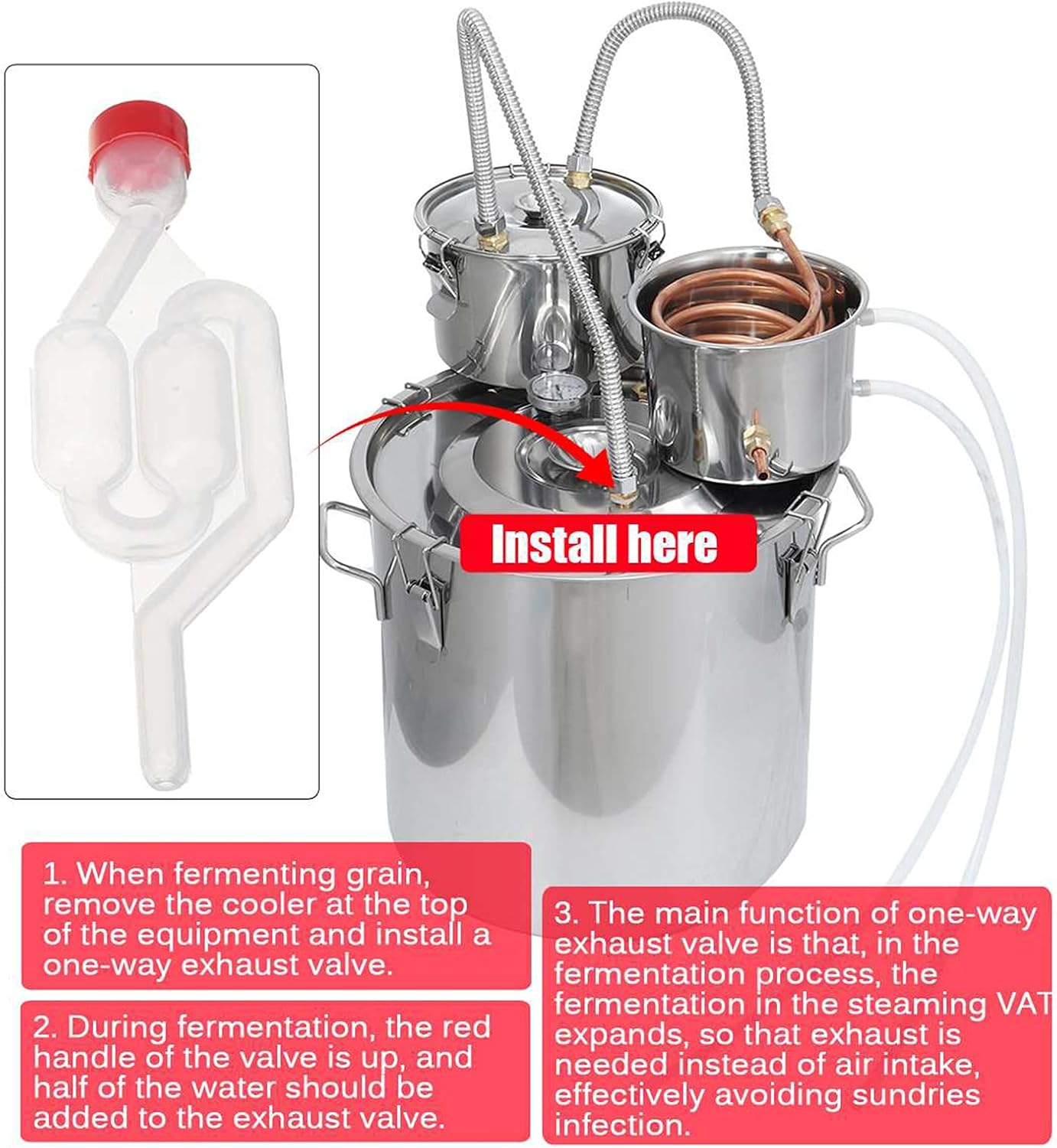 AIZYR Water Alcohol Distiller Home Brew Wine Making Kit with Thumper Keg for DIY Whiskey, Scotch,20l