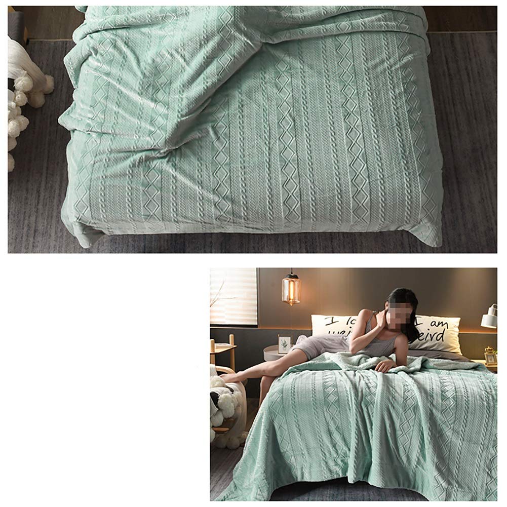 WJ koc ze sztucznej wełny 6D dwuwarstwowy koc pogrubiony koralowy polar koce zimowe narzuty duży flanelowy pojedynczy podwójny sofa koce narzuty duże 6 kolorów (kolor: Zielony, rozmiar: 150 * 200 cm)