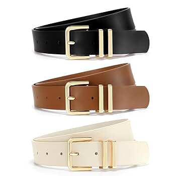 Amazon.com: WOWOGO 3 Pack Women Leather Belt for Jeans