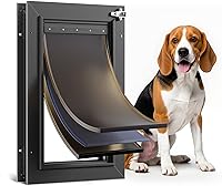 Vista 10 de Puerta de perro para puerta totalmente de aluminio con 3 solapas negras, puerta para perros grandes, puerta resistente para mascotas para perros