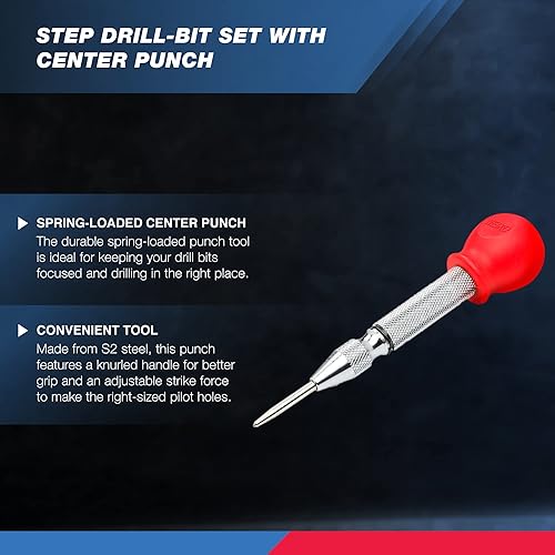 Miniatura 66 de NEIKO, 10180A - Broca escalonada de acero de alta velocidad y revestimiento de nitruro para metal, broca de cambio rápido con diseño ranurado de 4