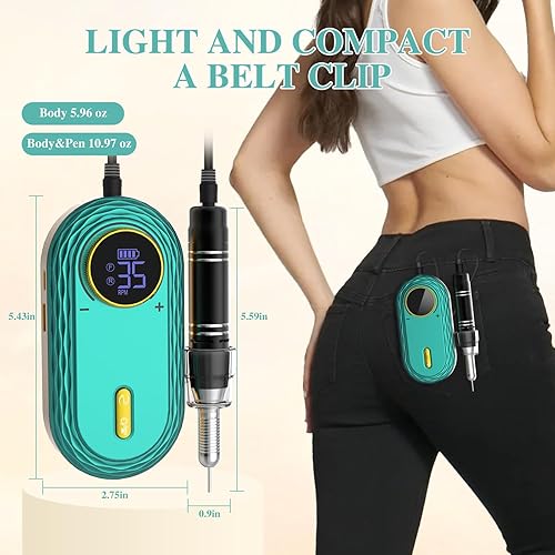 Miniatura 3 de Cordless Electric Nail Drill - 35000 RPM Portable Rechargeable Nail File Set, Professional Nail Drill Lncludes 6 Nail Drill Bits and Sanding Beltfor