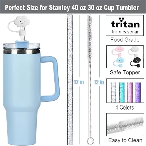 Miniatura 2 de NINU Paquete de 8 popotes y fundas de repuesto para vasos Stanley de 40 onzas, 30 onzas y 20 onzas, jarra de medio galón, popotes de plástico