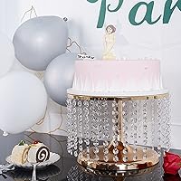 Vista 8 de Soporte dorado para tartas de boda de 8 pulgadas de alto, base redonda de 12 pulgadas de diámetro, soporte para servir pasteles con lámpara