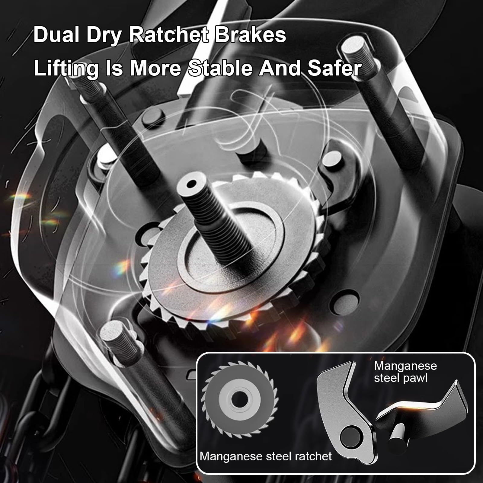 Paranco a Catena Manuale, Attrezzatura di Sollevamento, con Freno a Doppio Dente D'arresto, per Fabbriche, Banchine, Magazzini EeRiparazioni Auto(2T/300cm)