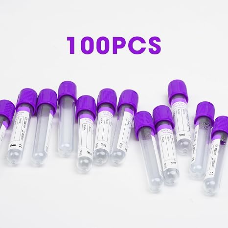 Specimen Collection Tubes 5ml Lab Vacuum EDTA K2 Tube for Pet Animals Veterinary Lab Supplies 100 Pcs Wrap Packaging