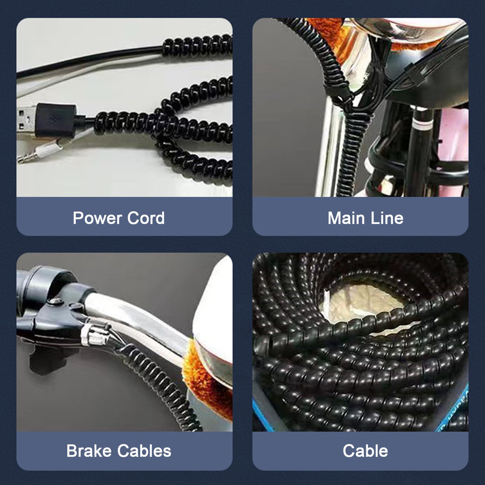 Gaine Spirale Cable Management Xiuyer 4x1m - TPU Flexible 6mm Pour Câbles Scooter Et Bureau