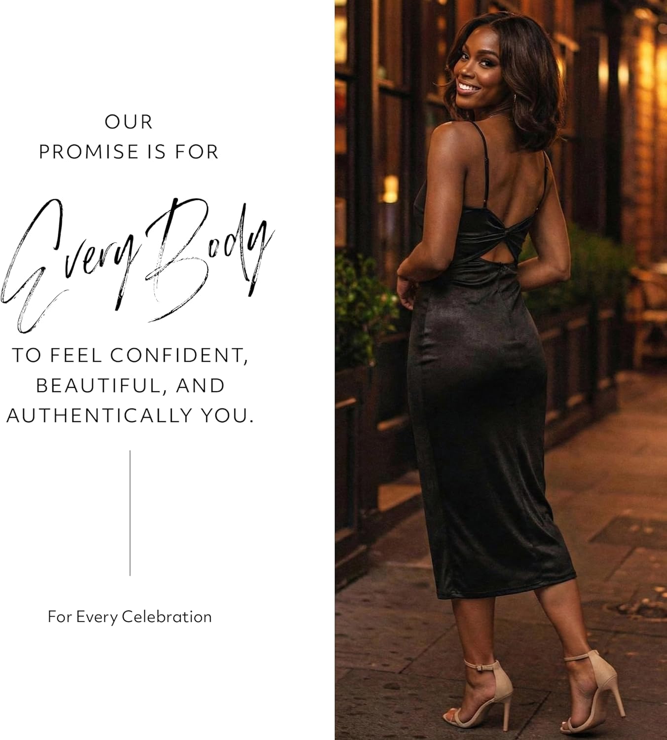 David's Bridal The Edit Studio Black Midi Sheath Dress, Twist Back Straight Neck Dress for Wedding Guest - Image 7