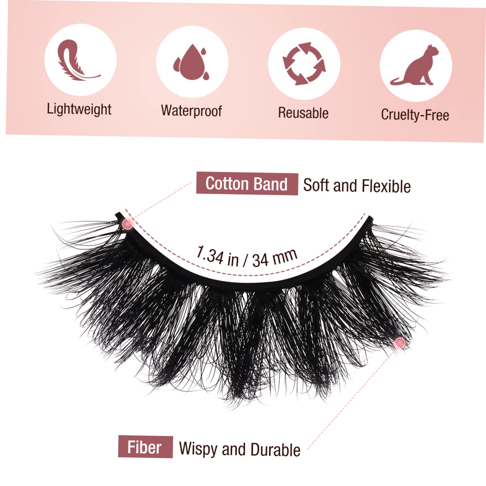 Beavorty 5 Set Di Ciglia Finte A Lunghezza Intera Effetto Vaporoso Per Il Trucco Femminile 7 Paia*5
