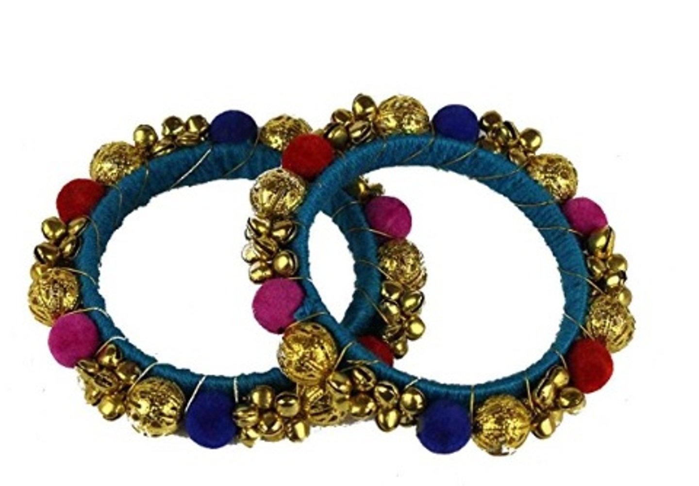 Indian Bangles for Garba - Pair of Ghungroo Kada Bangles- Size 2.7 [sku100845]