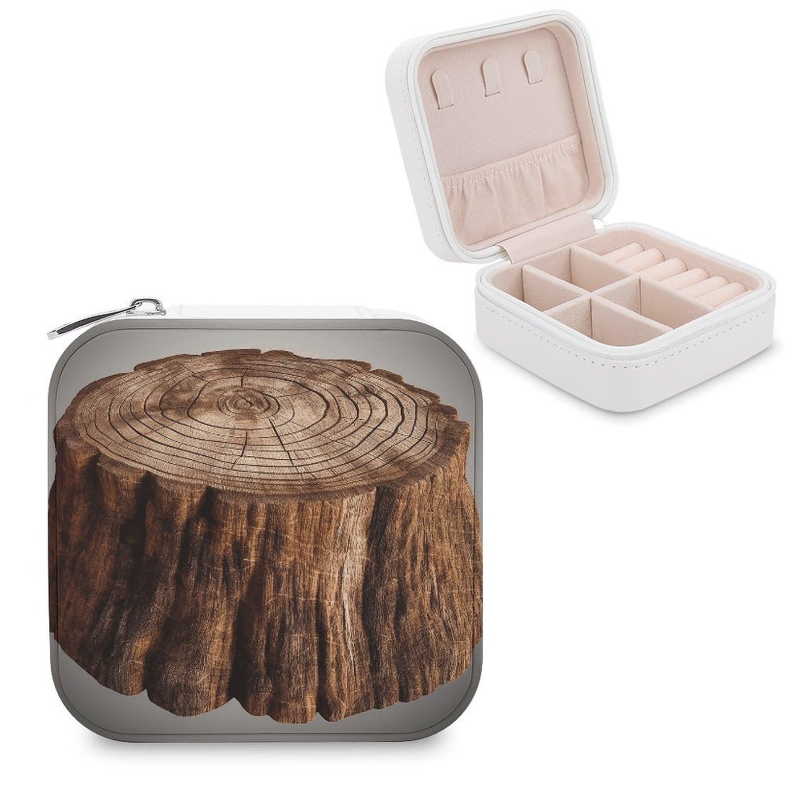 VstaDank Stump of Oak Tree Jewelry Box for Women Custom Travel Jewelry Case Personalized Travel Jewelry Boxes Small Portable Jewelry Organizer Box for Rings Necklaces Bracelets Earring