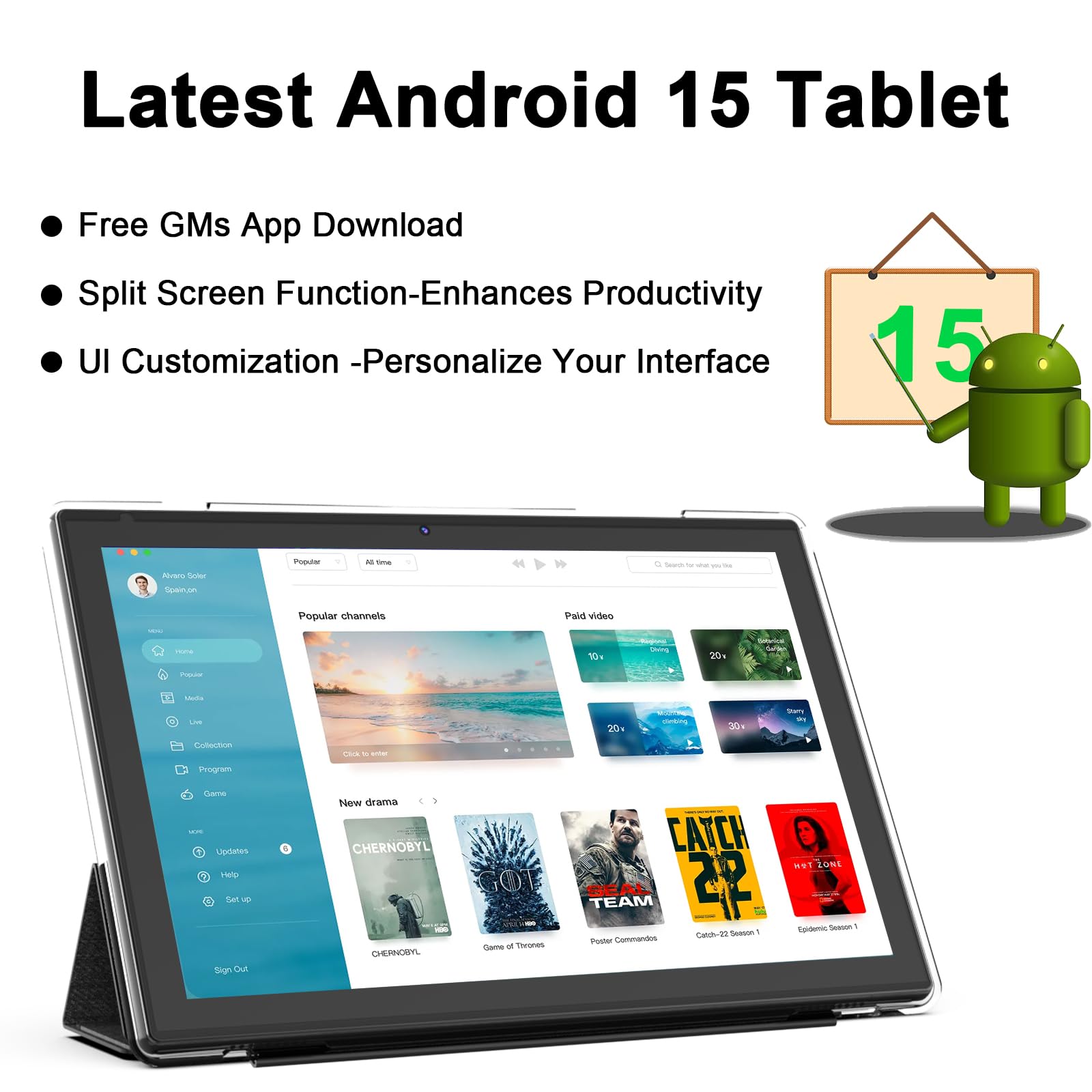 Amazon.com : Android 15 Tablet, 10 inch 2 in 1 Tablets with
