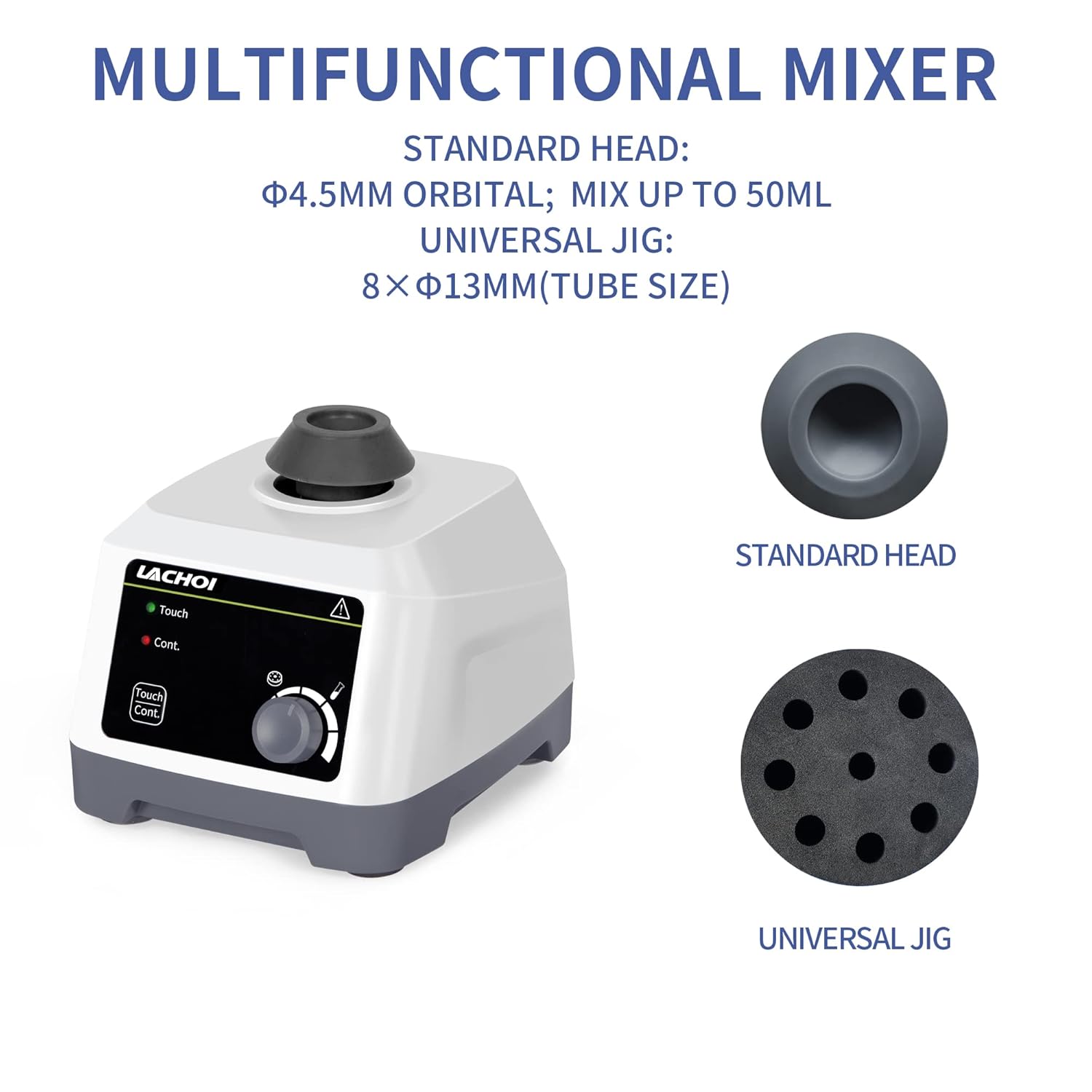 Lab Vortex Mixer with Touch & Continuous Function Vortex Mixer Speed 200-3000rpm 4.5mm Orbital Diameter Lab Vortex Shaker