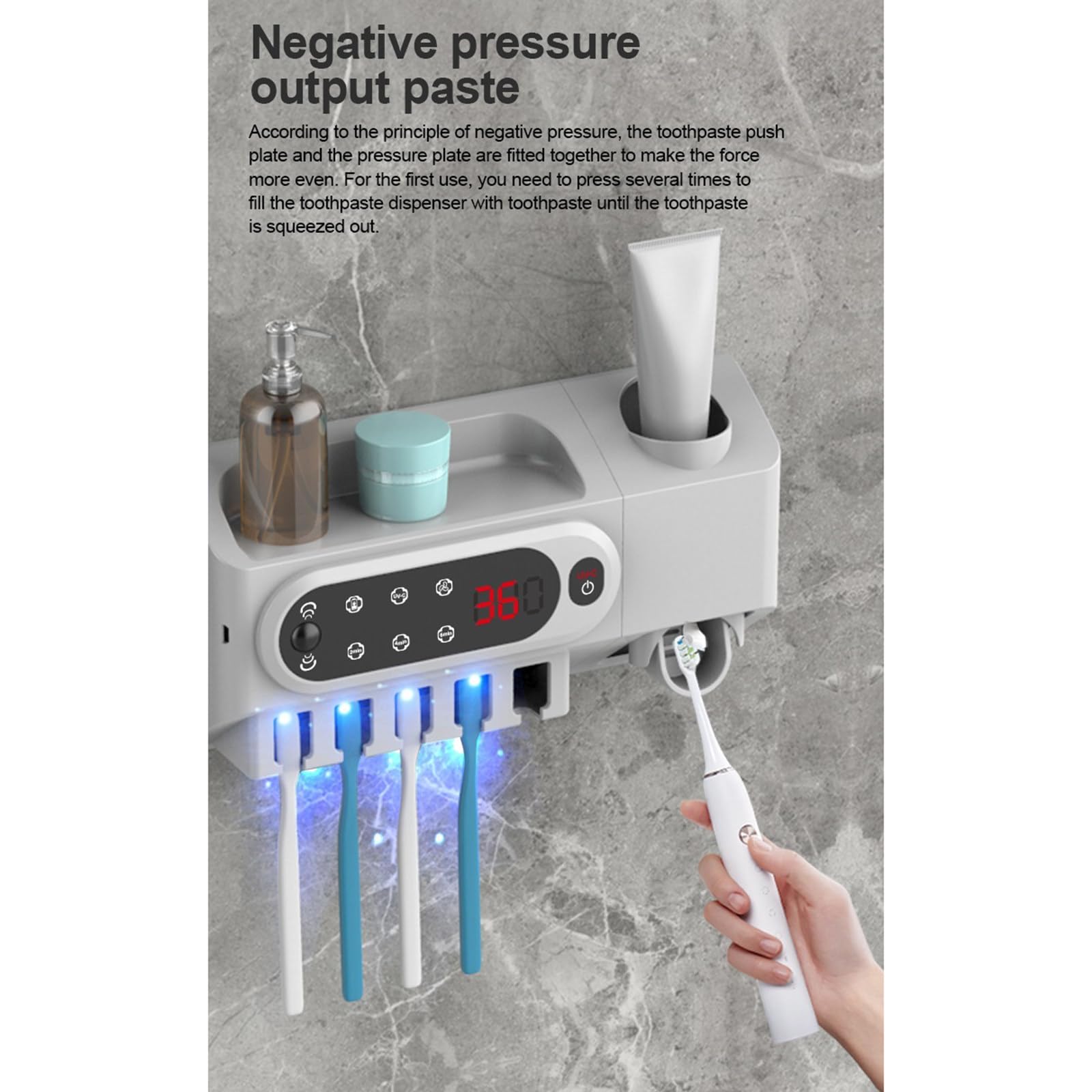 Estante para desinfección de cepillos de dientes Estante para cepillos de dientes montado en la pared Esterilización inteligente Estante para cepillos de dientes