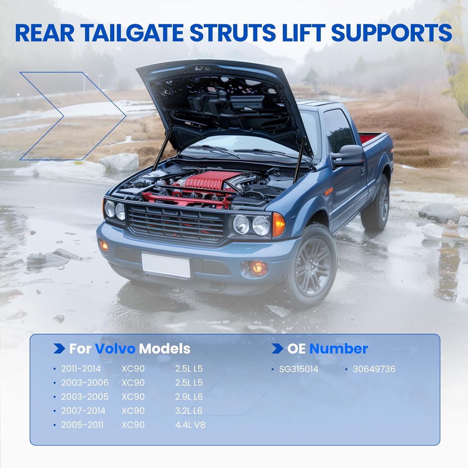 Front Hood Struts Shock Lift Supports Gas Spring Compatible with Volvo Xc90 2003 2004 2005 2006 2007 2008 2009 2010 2011 2012 2013 2014 | Replaces SG315014 30649736 Hood Lift Support, 2 Pcs