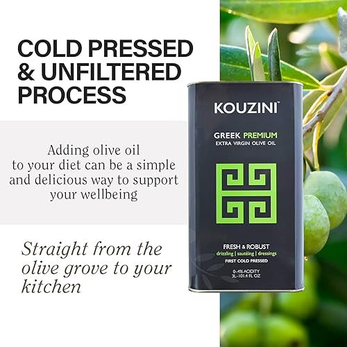 Miniatura 5 de Kouzini Greek Premium Extra Virgin Olive Oil, 3 Liter Tin, Cold Pressed, Single Origin, Rich Flavor & Aroma