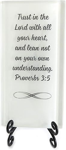 Placa de cristal inspiradora Trust In The Lord. Versículo de las Escrituras alentador para tu escritorio, o un regalo muy significativo. Por