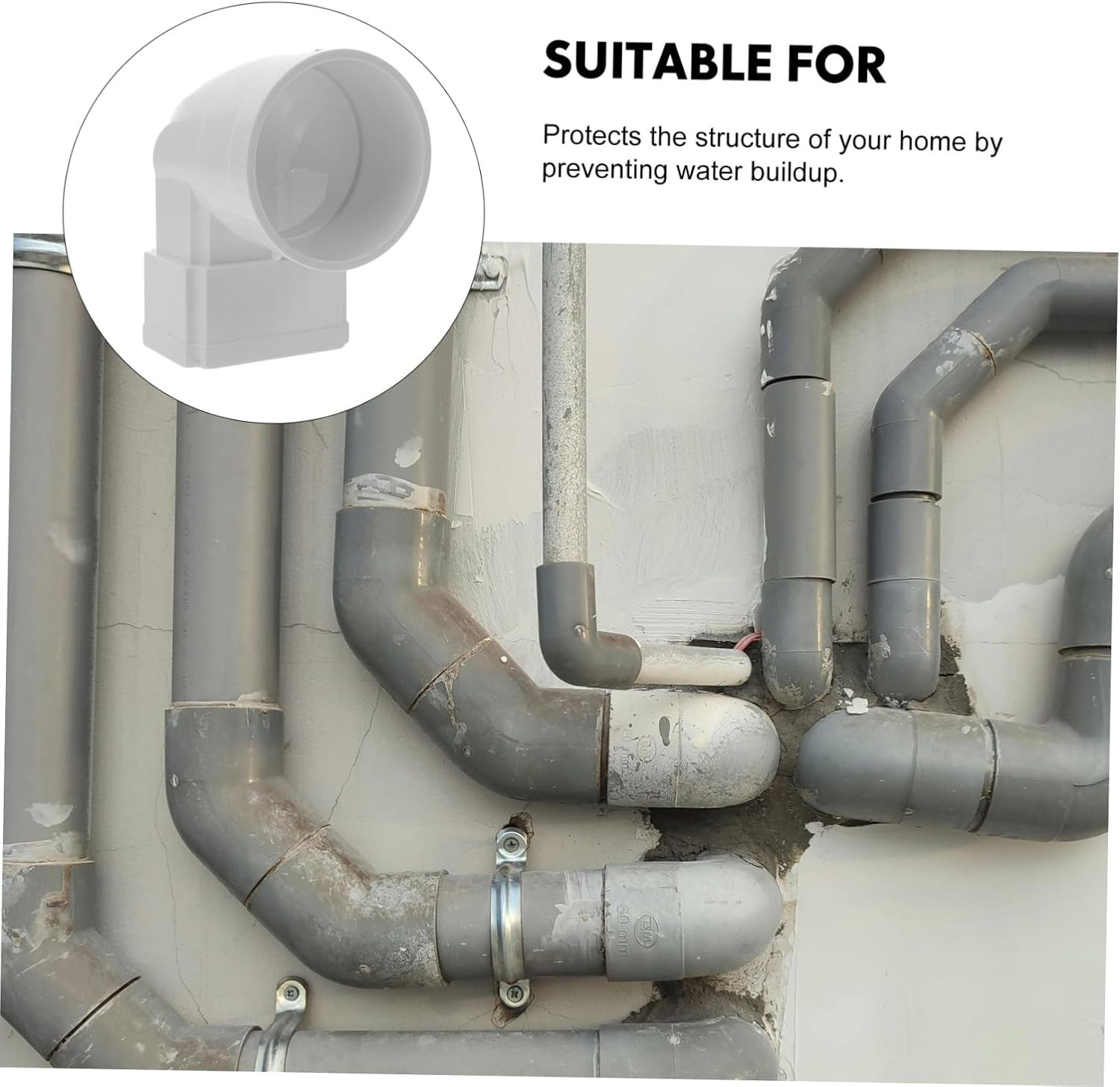 Rain Gutter Downspout Adapter Durable Plastic Connector for Drainage Easy to Install Design for Villa and Home Use