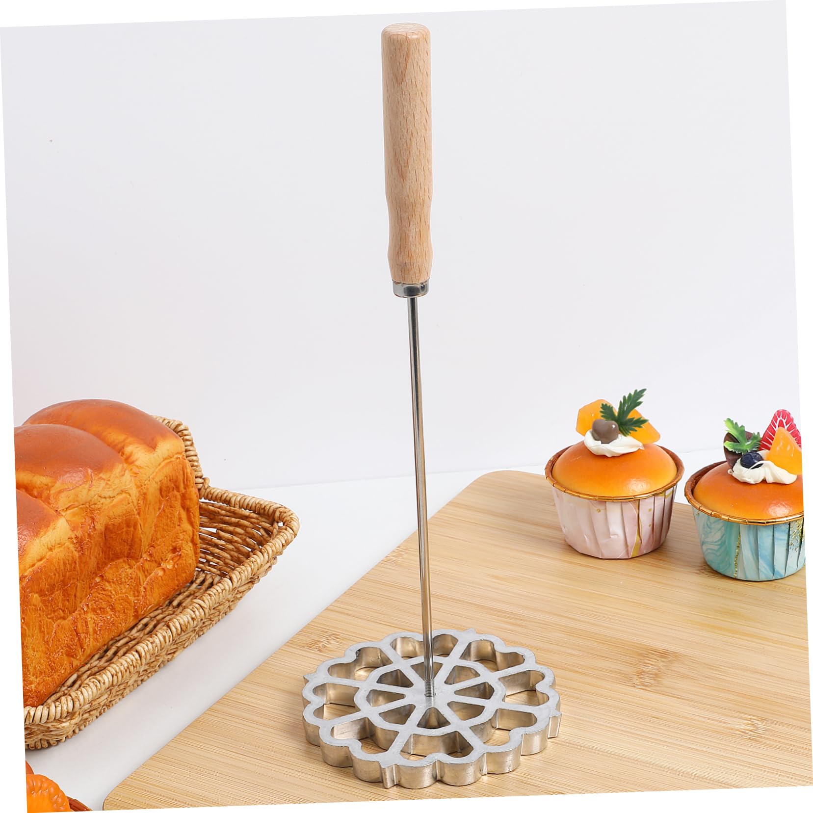 Cucchiaio Per Friggere Con Manico In Legno – Stampo In Acciaio Inox Per Snacks, Frittelle E Achappam Svedesi - 2