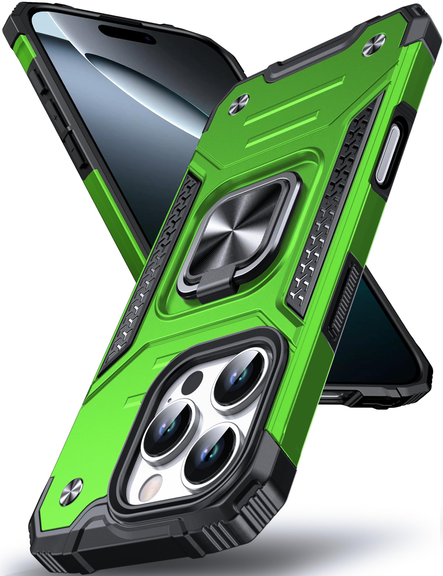 DASFOND Designed for iPhone 16 Pro Case, Military Grade Shockproof Protective Phone Case Cover with Enhanced Metal Ring Kickstand [Support Magnet