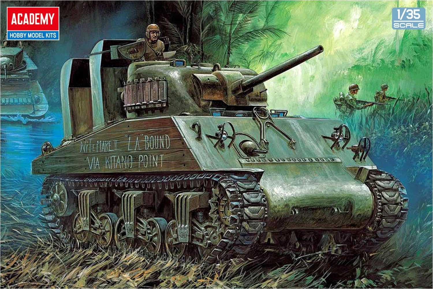Academy 120116 493562 1/35 USMC M4A2 75 Exhibidor del Pacífico, Multicolor