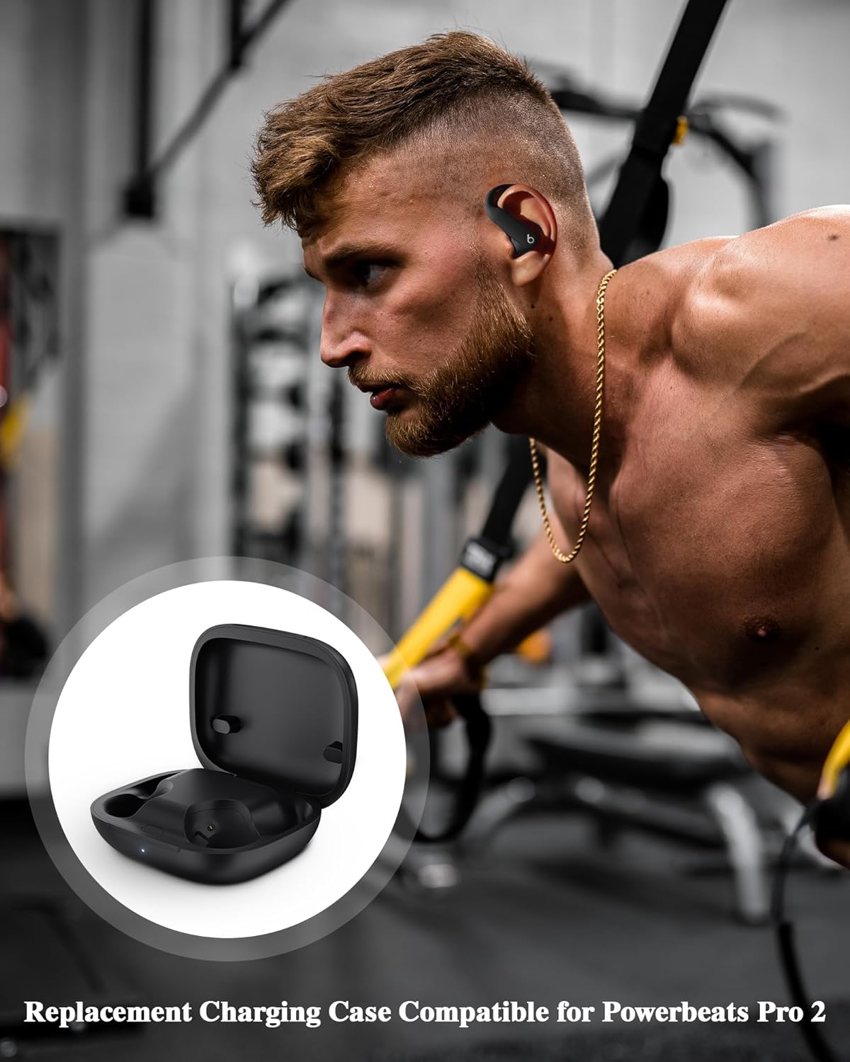 Jinstyles Wireless Charging Case for Powerbeats Pro 2: Portable Replacement Charger with Bluetooth Pairing Sync Button, 600mAh Built-in Battery, Earbuds Not Included - Image 7