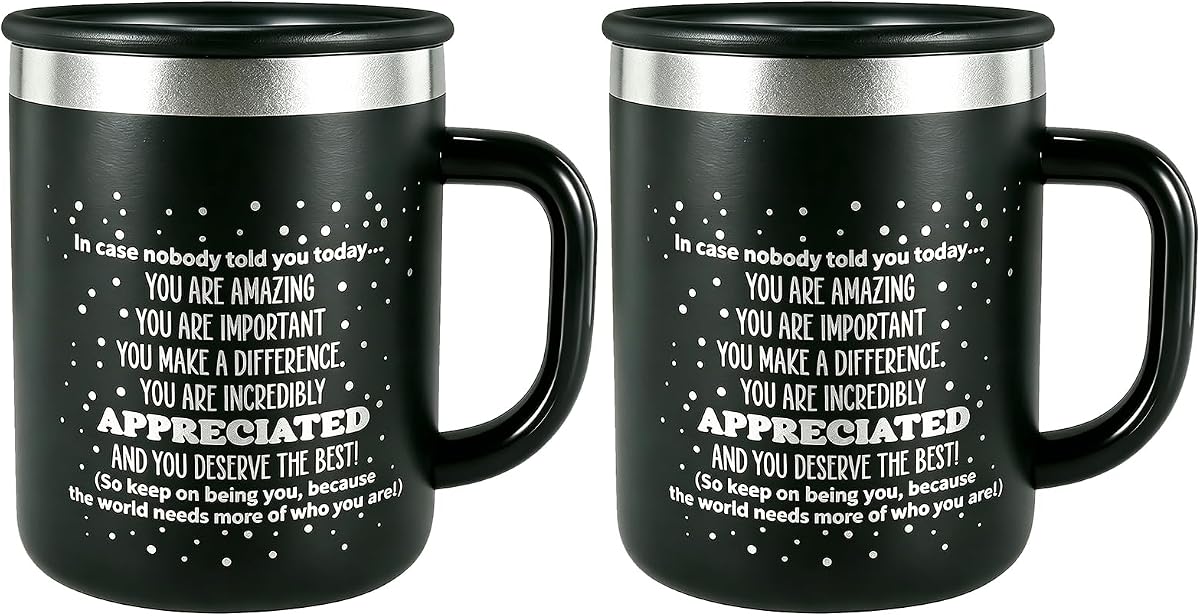 Inspirational Stainless Steel Coffee Mug - Insulated Travel Cup with Lid Appreciation Gift for Women Men Coworkers Friends - You are Amazing Motivational Quote Cup for Birthday