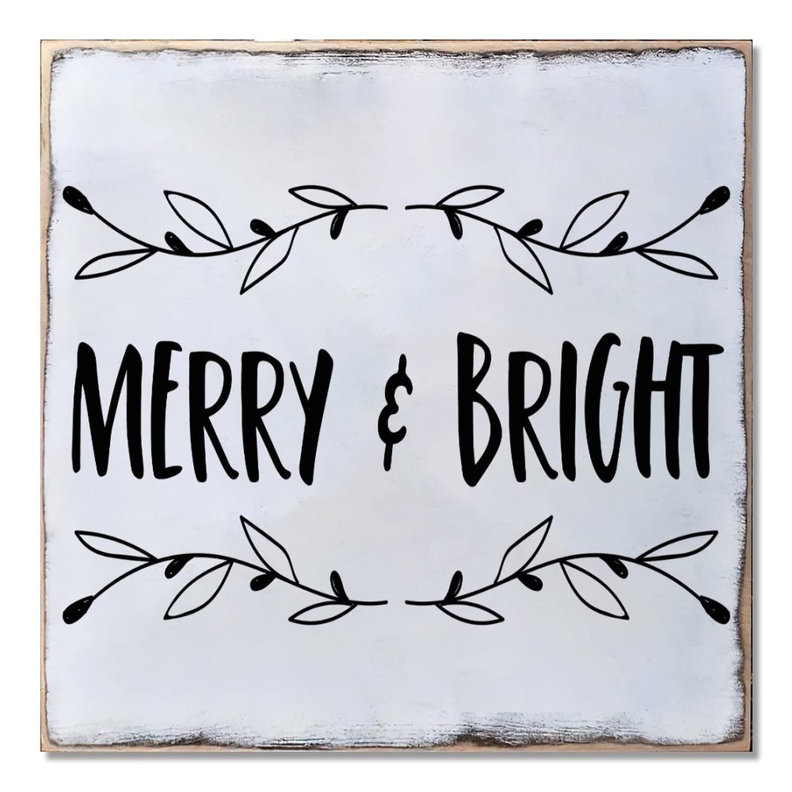 Panneau mural en bois de Noël suspendu 40,6 cm Merry & Bright