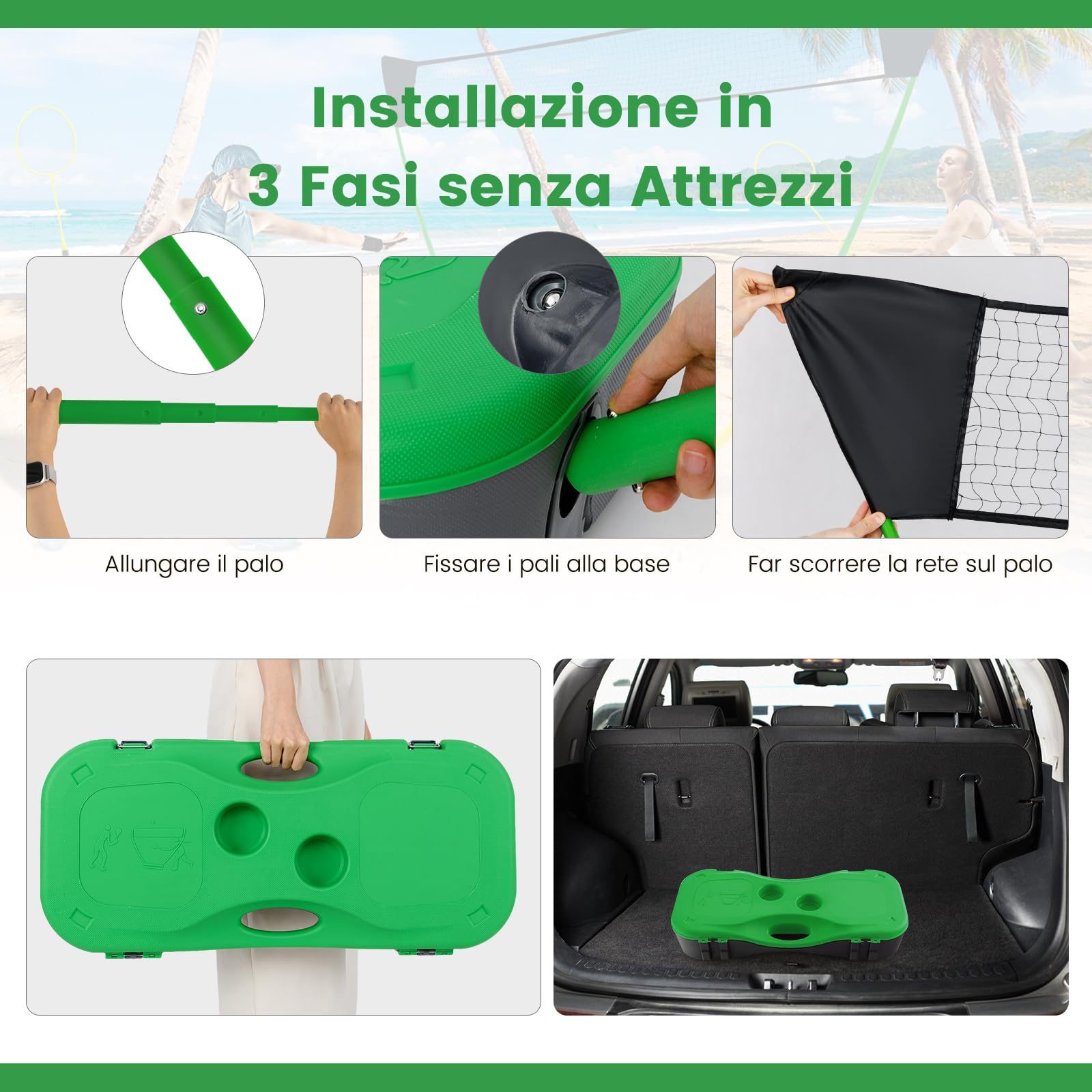 COSTWAY Set di Badminton con Rete, Racchette, 2 Volani e Scatola di Conservazione, Set di Badminton Portatile per 2 Giocatori da Esterno per Bambini, Ragazzi e Adulti