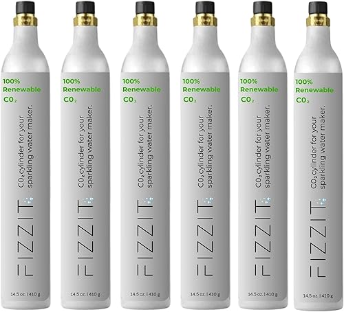 FIZZIT - Recambio de recipiente de CO2 roscado de 60 litros para fabricantes de refrescos, paquete de 6 unidades, compatible con máquinas de soda