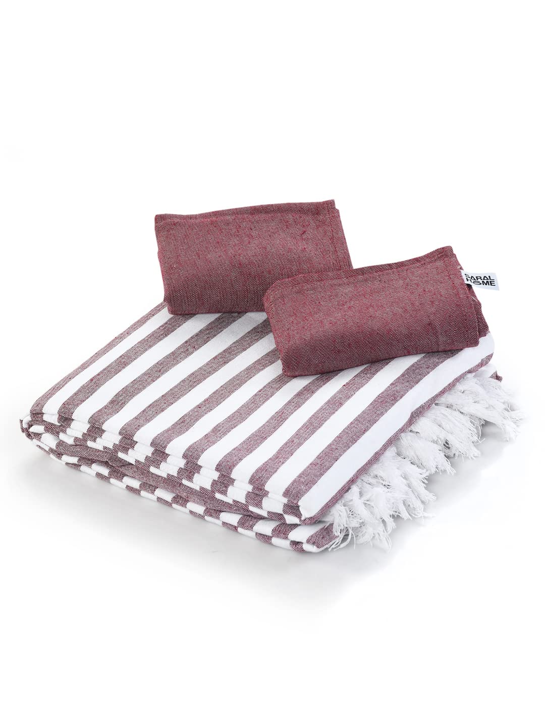 Maroon Striped Bedsheet - Soft Cotton Queen Size -4 Maroon Striped Bedsheet - Soft Cotton Queen Size -4