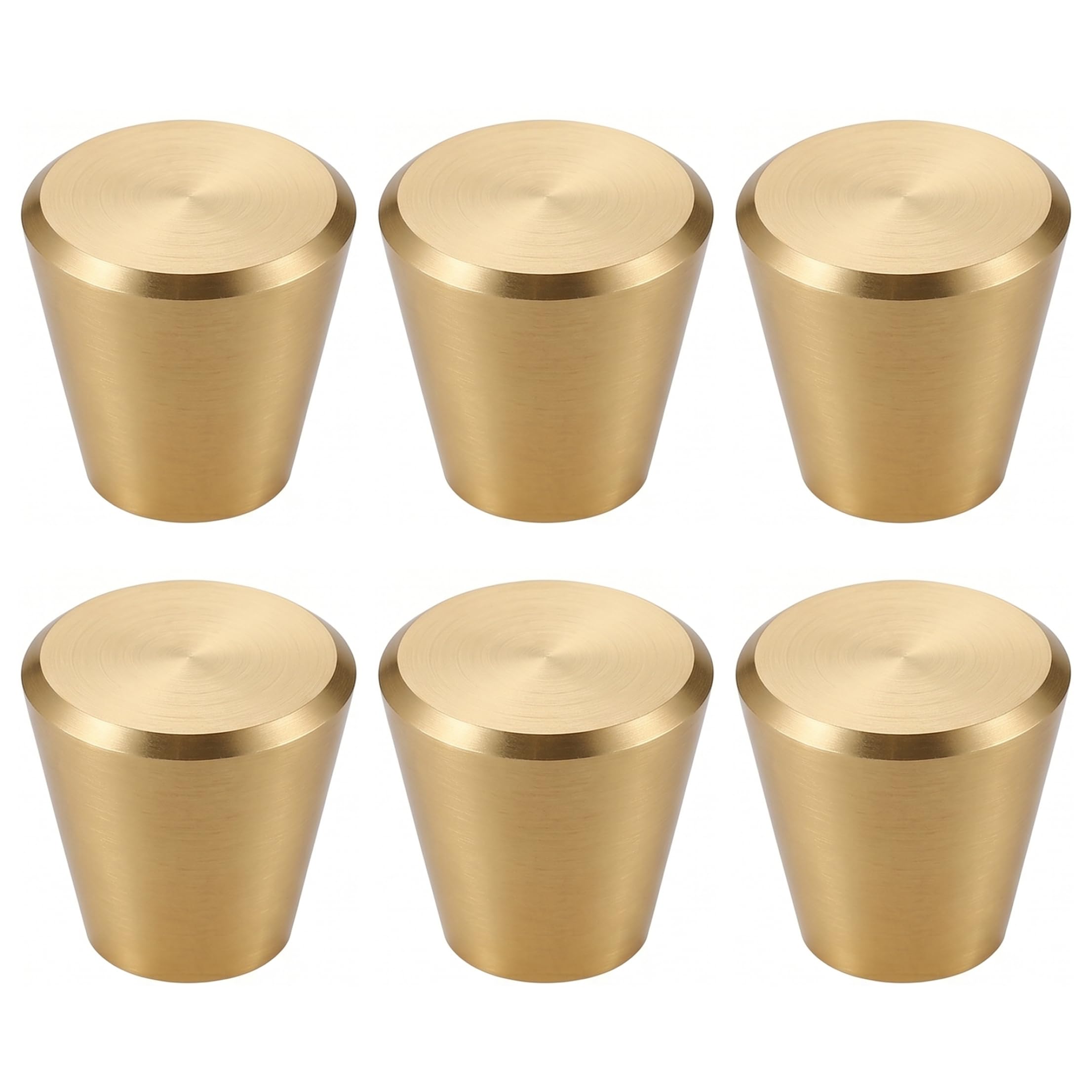 6 Pack Dresser Handles, Modern Round Cabinet Knobs, Sturdy Aluminum Alloy Hardware Pulls for Drawers Wardrobe, Gold Drawer Knobs Dresser for Cabinets and Drawers
