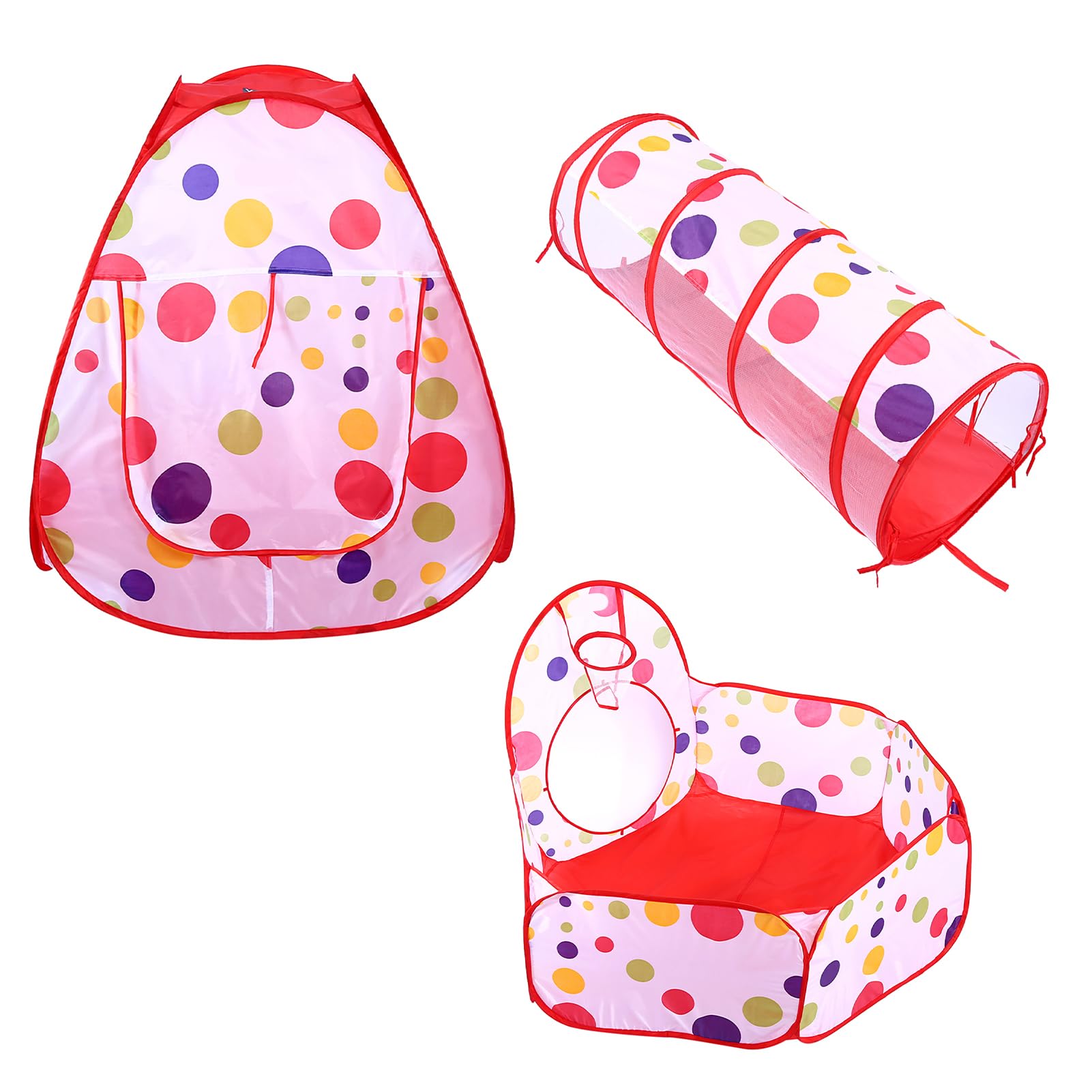 3 en 1 Tienda Campaña Infantil, Casita Túnel Infantil Pop-up, con Piscina de Bolas, Tema de Dinosaurio y Espacio para Niños Regalo, Fiesta de Cumpleaños