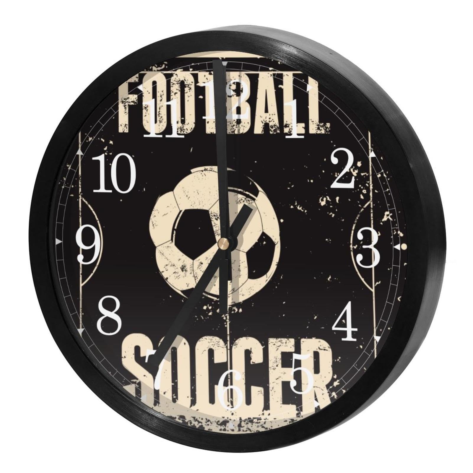 Horloge murale ronde football vintage pour décorer la cuisine ou la chambre d'enfant