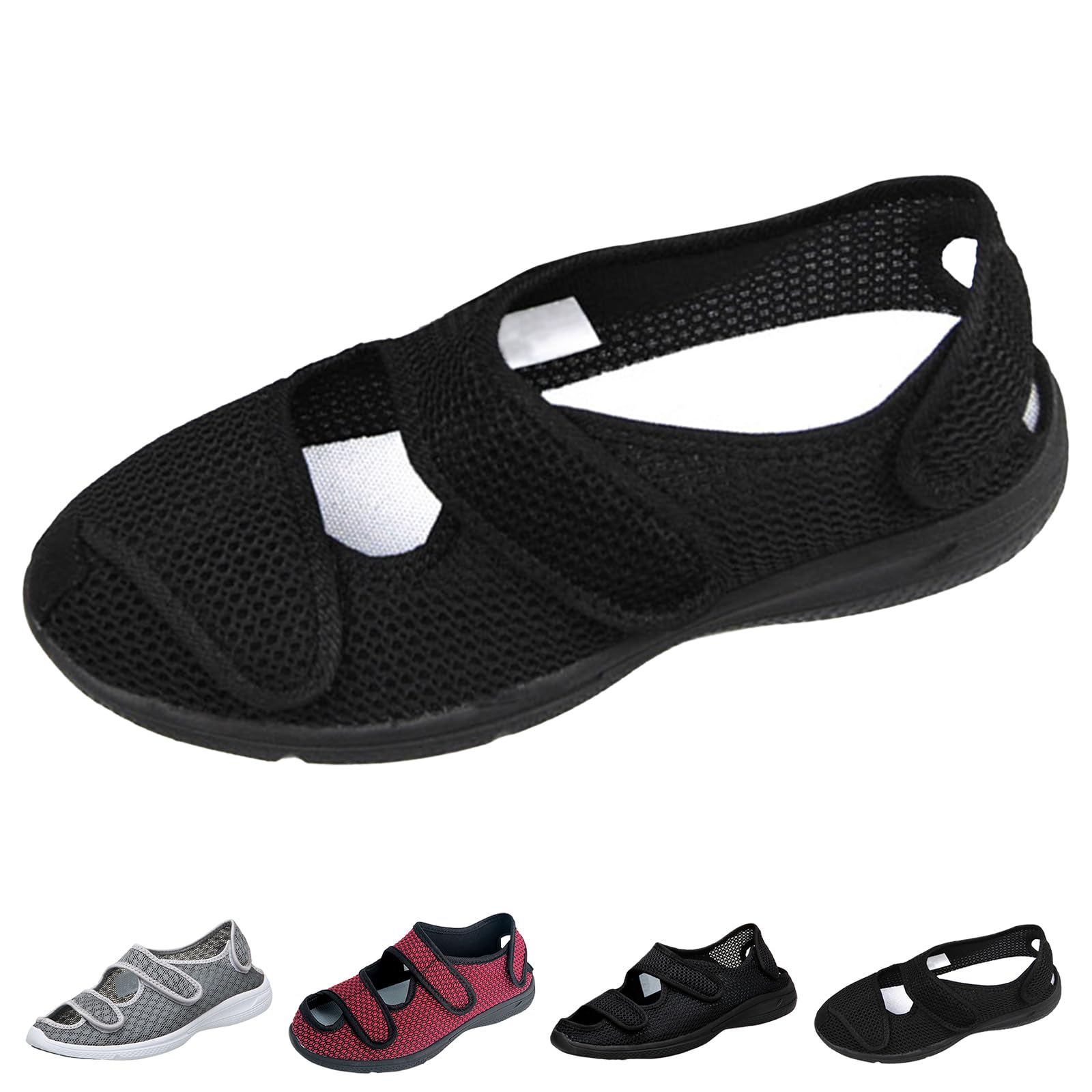 Zapatillas Diabéticos para Hombre Mujer Ligero Zapatos Ajustables Antideslizantes Respirable Ortopédico Sandalias para Ancianos Pies Hinchados con Edema