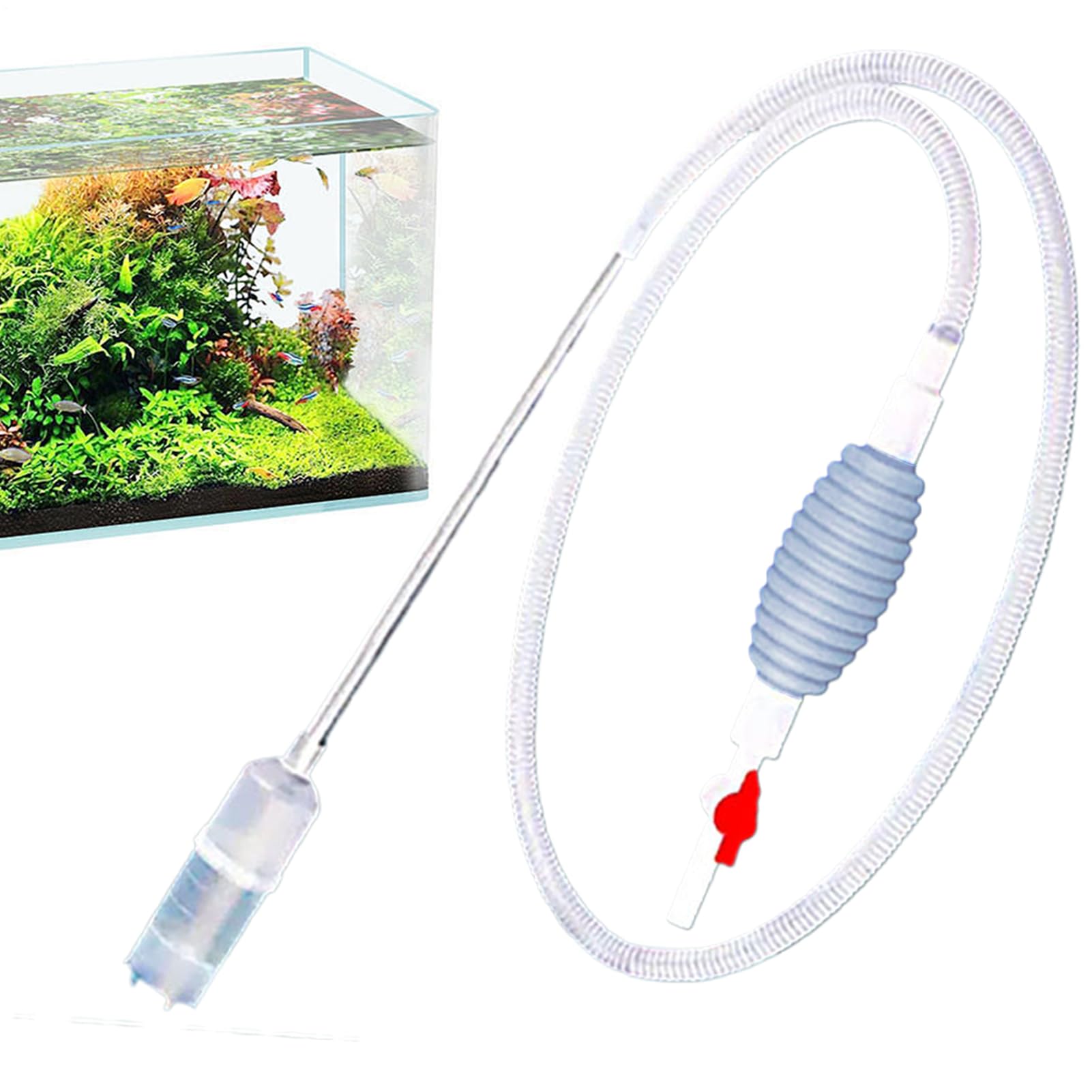 Gravel Bottom Aquarium Vacuum Cleaner Siphon for Aquarium Gravel Cleaning Accessories for Beginners - , Shrimp, Guppy, Turtle, Pond