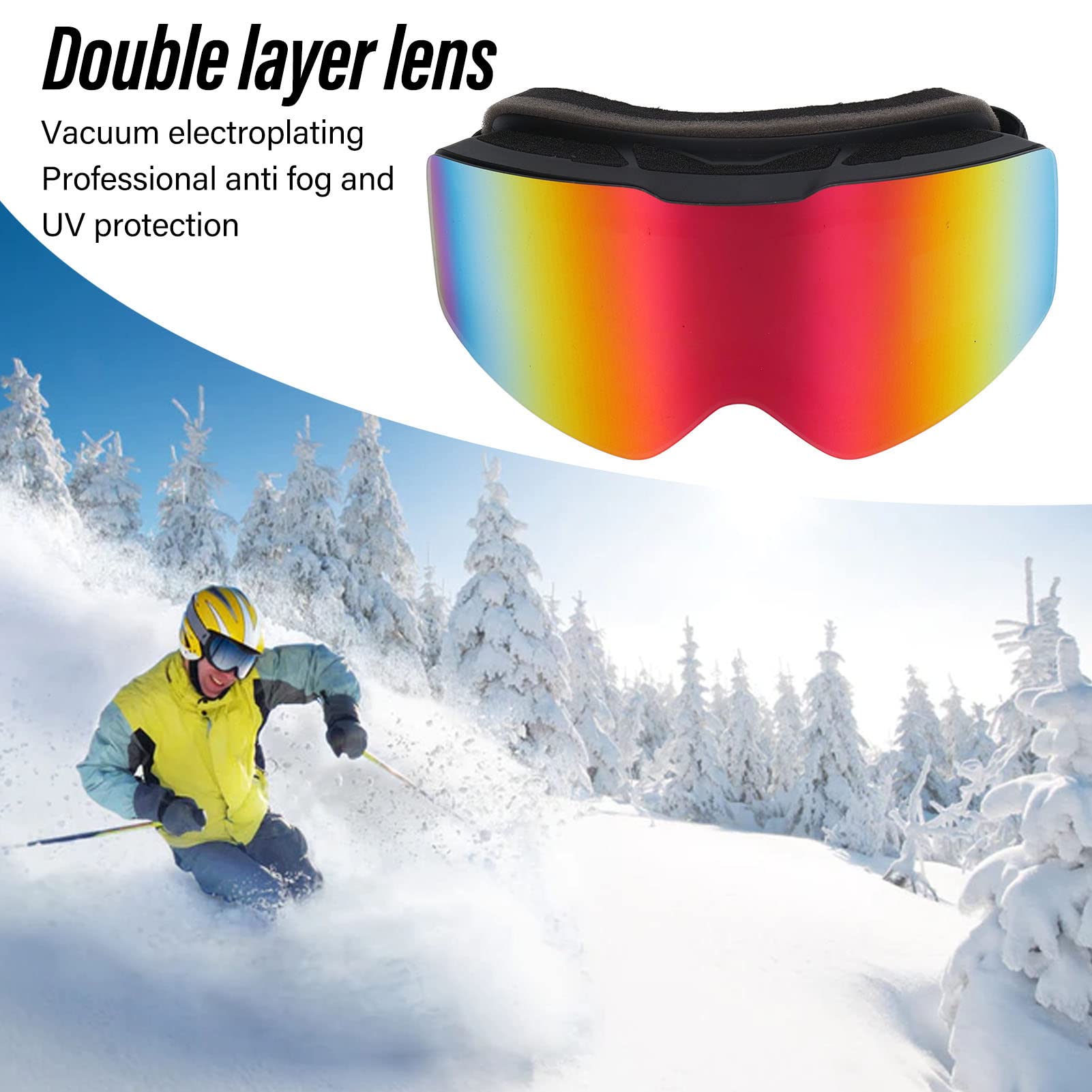 Gogle narciarskie Gogle snowboardowe Gogle śnieżne Dwuwarstwowe, przeciwmgielne Odporne na promieniowanie UV Szerokie pole widzenia Odporne na uderzenia Odporne na uderzenia
