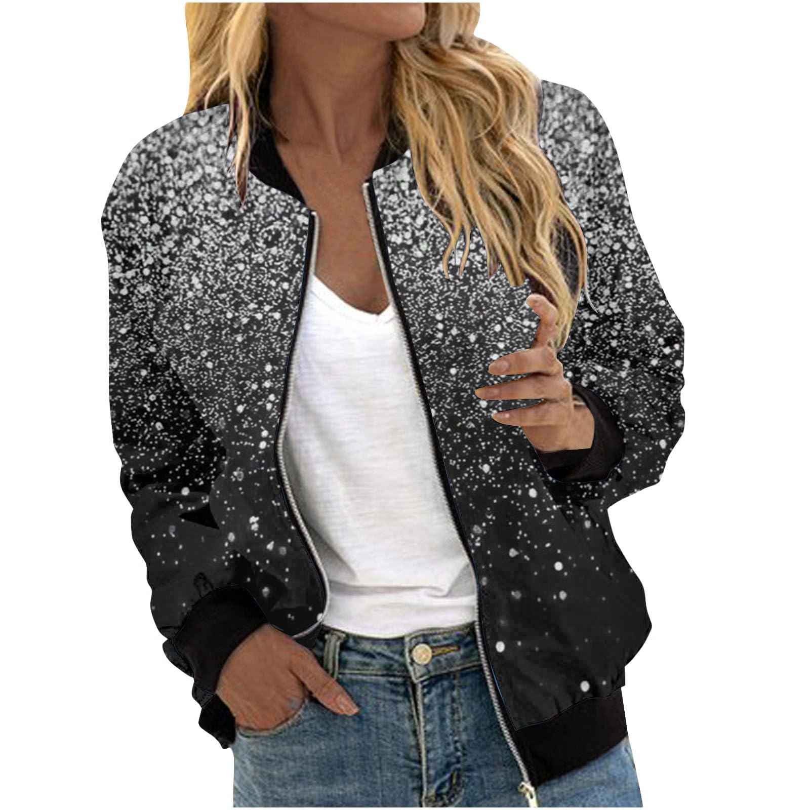 Angebote Des Tages Heute Deal, Warehouse-Deals, Übergangsjacke Damen Große Größen Winterjacke Frauen Mode Freizeit Platz Dünne Jacke Bluse Mantel Baseball Top Top Mit Knöpfen Damen, Hoodie Damen Sale