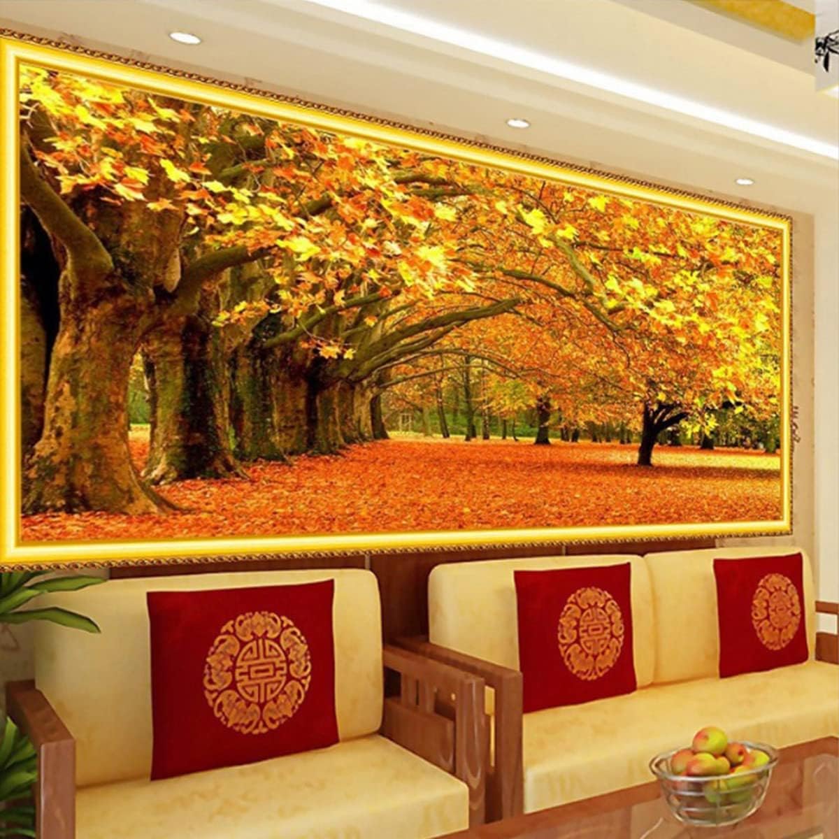 Instarry DIY 5D Diamond Painting Kits for Adults Large Size Full Drill Golden Tree Mosaic Crystal Embroidery Living Room Bathroom Decor Wall Art 59.1x23.6 inch