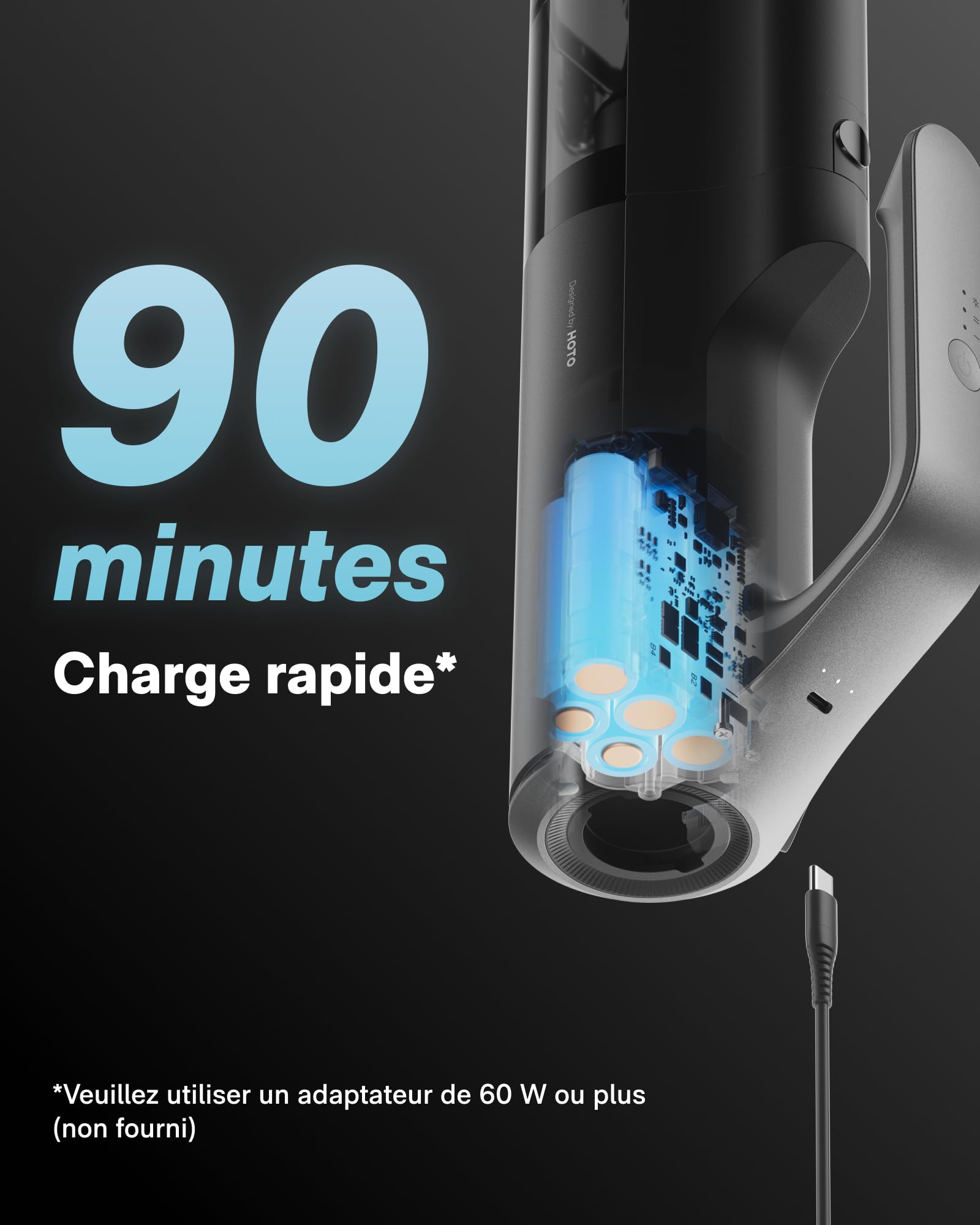 HOTO BlowVac Aspirateur à Main 2 en 1, 23000 Pa sans Fil Souffleur Voiture