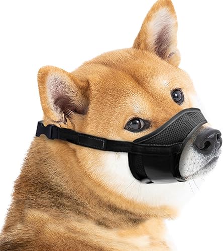 Bozal para perros pequeños, cachorros pequeños, protector bucal de malla de aire, ajustable, para beber, bozal para mascotas con lazo transpirable