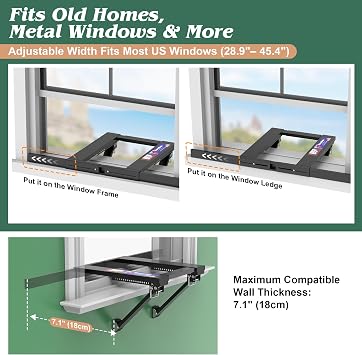 Marudina Upgraded No-Drill Window AC Bracket, Adjustable Window Air Conditioner Support for Single/Double Hung Windows, Heavy-Duty Holds 250lbs,Easy Installation, Rustproof Aluminum, Renter Friendly | Fits Single/Double Hung Windows, Quick Installation & Removal, Heavy-Duty AC Holder Bracket for 5000-24000 BTU Units