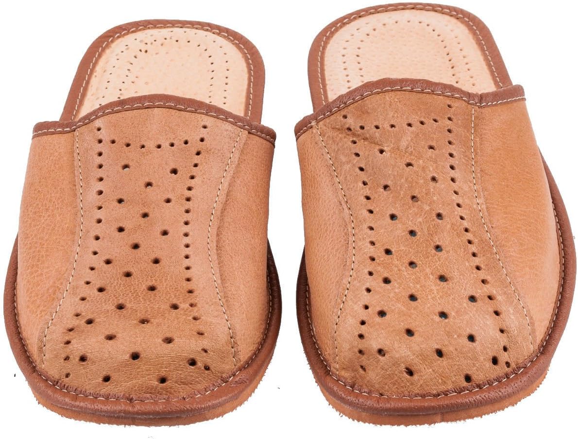 Men`s Handmade Leather Slippers 100% Natural Leather Size UK 6,7,8,9,10,11,12