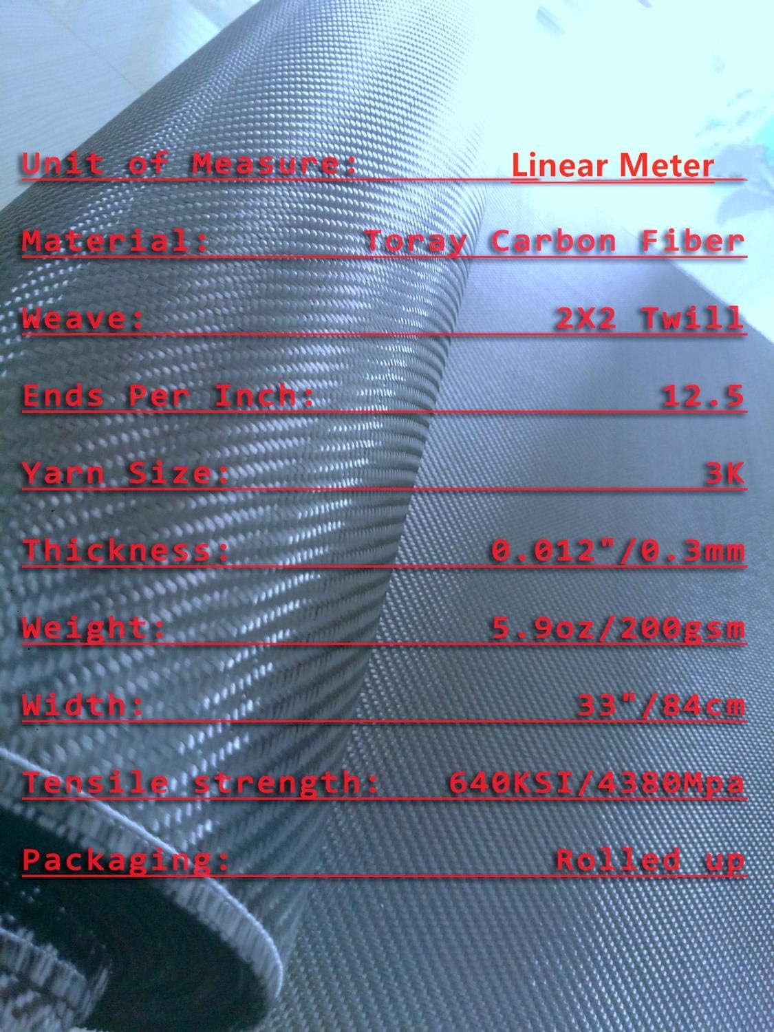 XLJP 3K 200gsm 2x2 Twill Real Carbon Fiber Cloth 32"/82cm Width Honeycomb Hybrid Carbon Kevlar Fabric (Color : 200g Twil 82cm Width, Size : Length 3m)